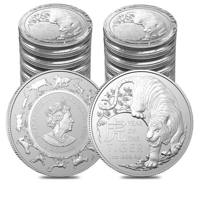 Lot of 20 - 2022 1 oz Silver Lunar Year of the Tiger Coin .999 Fine BU - Royal Australian Mint