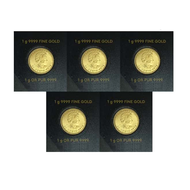 2014 25 x 1 gram Canadian Gold Maples .9999 Fine (Individual Assays) 