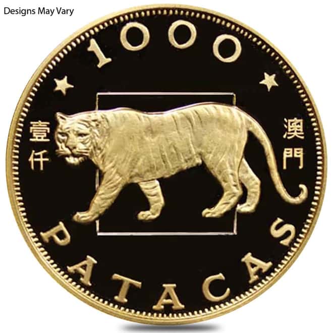 Macau 1000 Patacas Lunar Proof Gold Coin (Random Year)