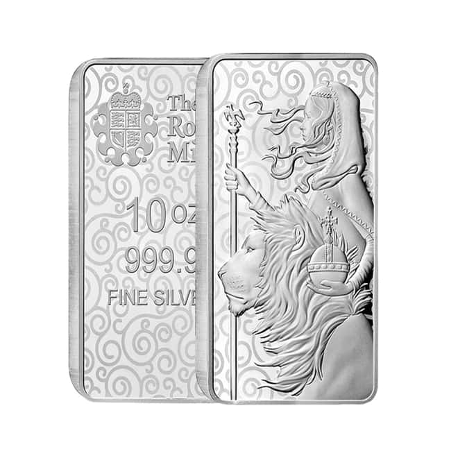 10 oz Great Britain Una and the Lion Silver Bar .9999 Fine - The Great Engravers Collection