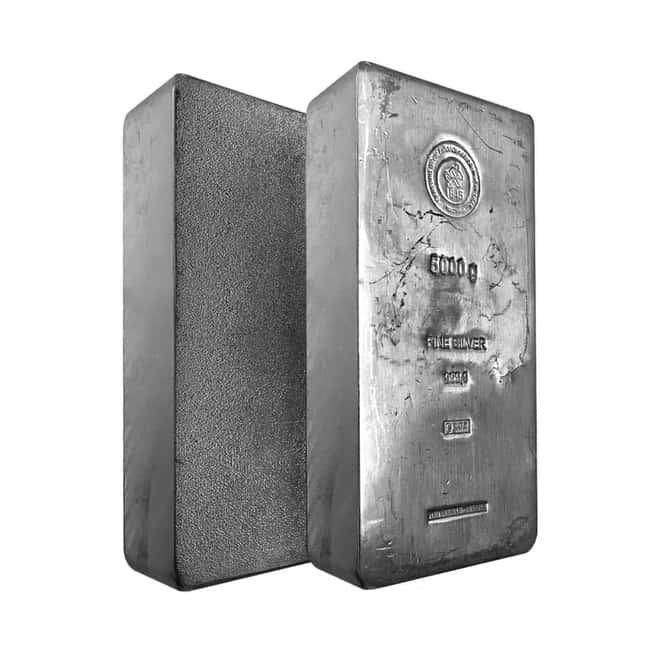 5 Kilo Heimerle & Meule Silver Cast Bar .9999 Fine