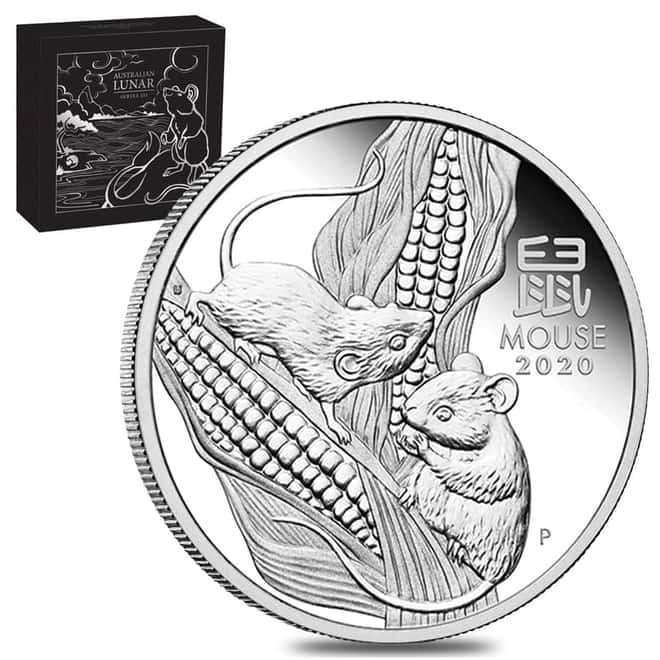 2020 1 oz Proof Silver Lunar Year of The Mouse / Rat Australian Perth Mint (w/Box & COA) 