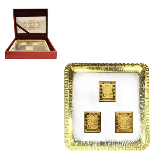 6 gram Gold Chinese Candarins Dragon 3 - Stamp Set .9999 Fine (w/Box & COA)