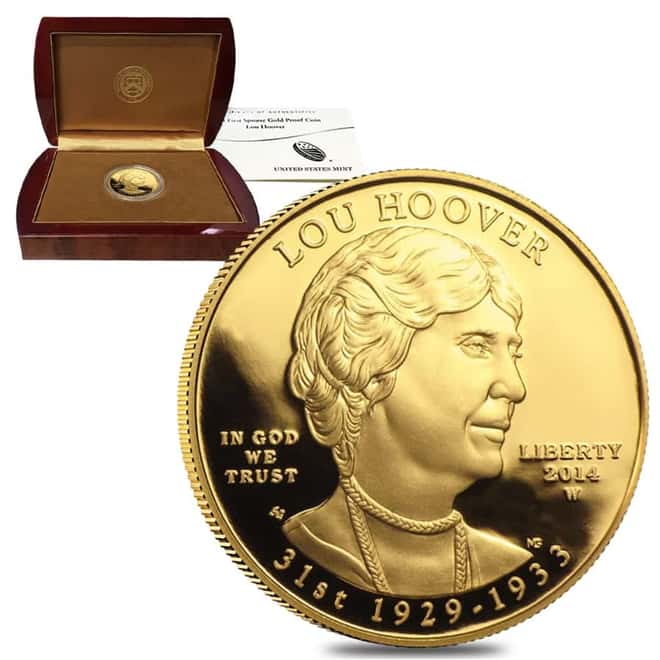 2014 W 1/2 oz $10 First Spouse - Lou Hoover Gold Proof Coin (w/Box & COA)
