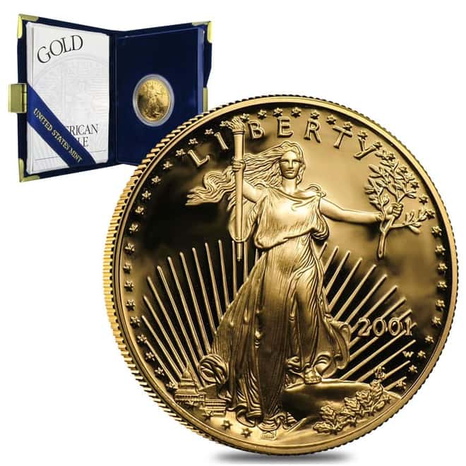 2001-W 1/2 oz $25 Proof Gold American Eagle (w/Box & COA)