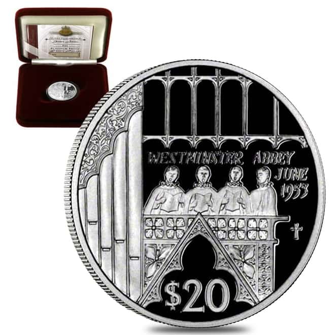 2002 1/2 oz Fiji Westminster Abbey $20 Proof Platinum Coin (w/Box & COA)