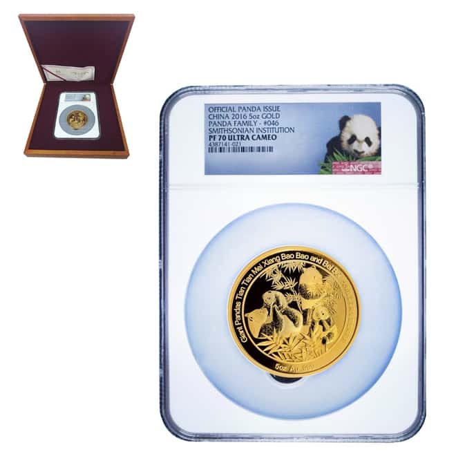 2016 5 oz China Smithsonian Proof Gold Panda Medal NGC PF 70 UCAM (w/Box & COA)