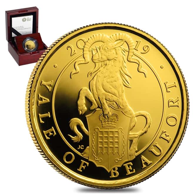 2019 Great Britain 1/4 oz Proof Gold Queen's Beasts (Yale) Coin .9999 Fine (w/Box & COA)