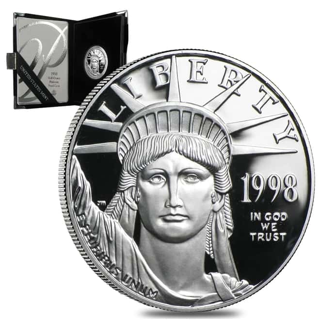 1998 W 1/2 oz $50 Proof Platinum American Eagle Coin (w/Box & COA)