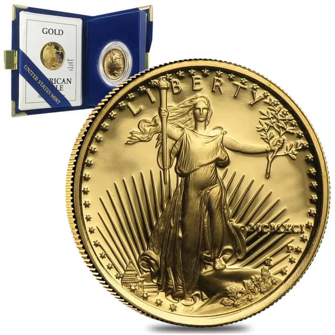 1991 W 1 oz $50 Proof Gold American Eagle (w/Box & COA)