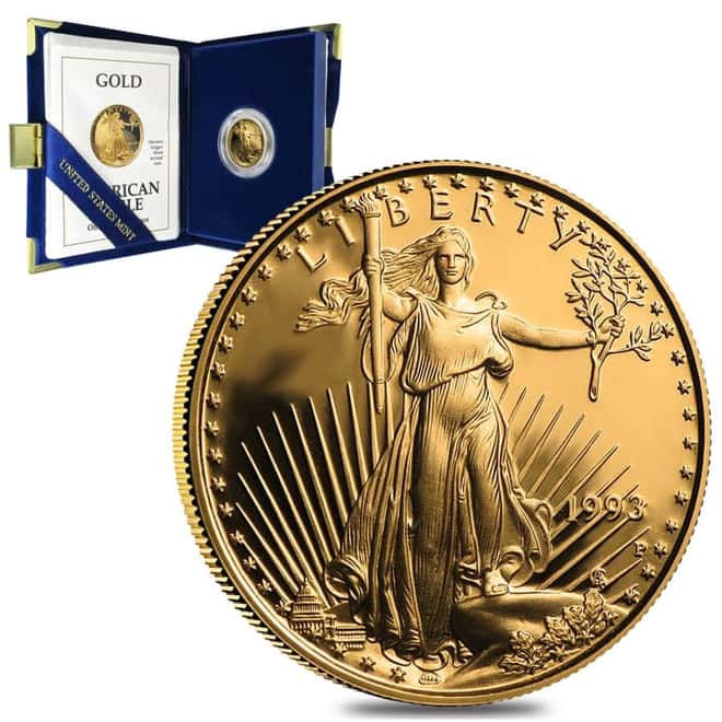 1993 P 1/4 oz $10 Proof Gold American Eagle (w/Box & COA)