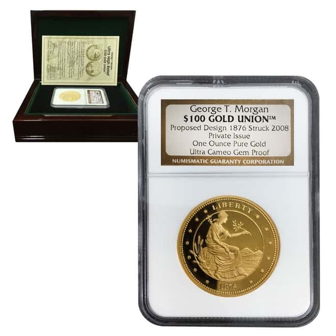 2008 1 oz Gold George T. Morgan $100 Union Private Issue NGC Gem Proof UCAM (w/Box & COA)