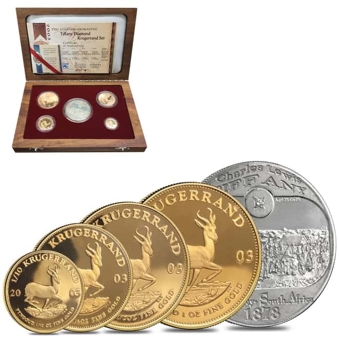 2003 South African Krugerrand Tiffany Diamond Commem 5-Coin Proof Set (w/Box & COA)