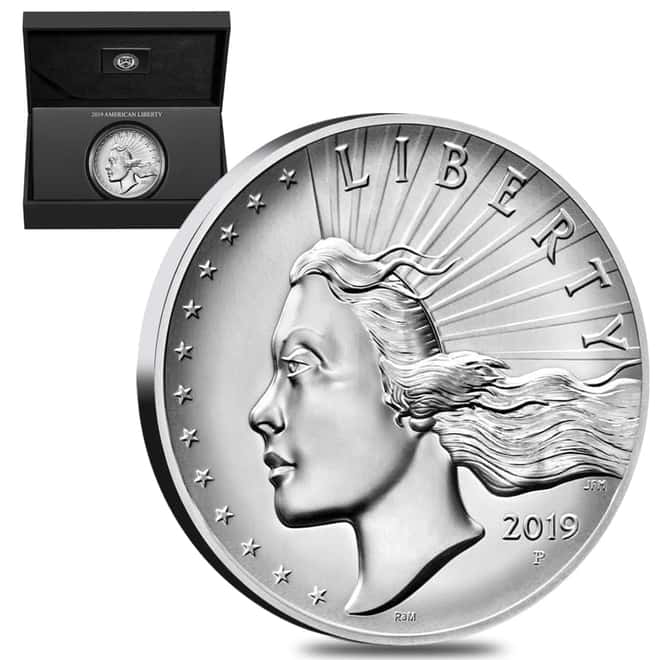 2019 P 2.5 oz American Liberty High Relief Silver Medal (w/Box & COA)