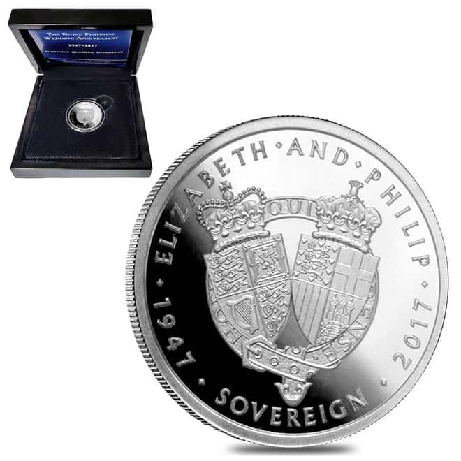 2017 Alderney Proof Platinum Quarter Sovereign (w/Box & COA)