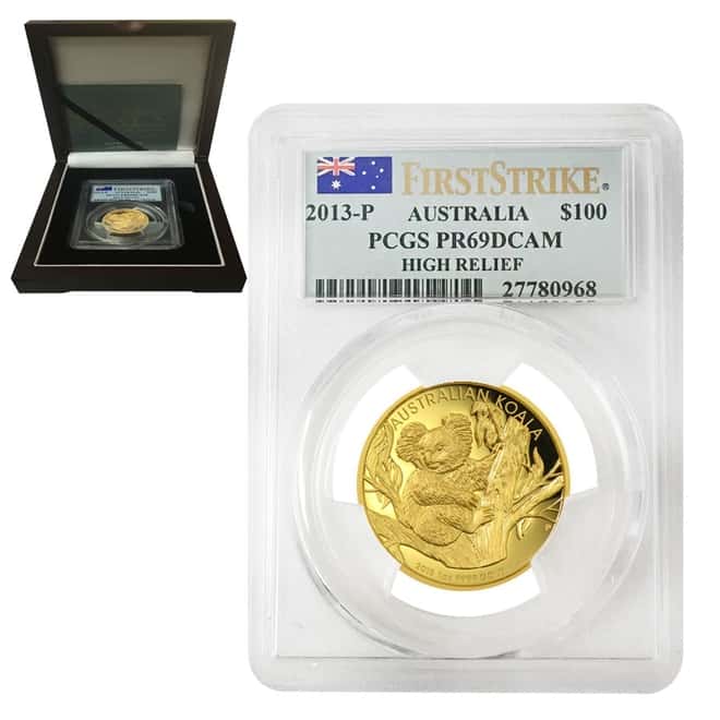 2013 P 1 oz $100 Gold Australian Koala Coin High Relief PCGS PF 69 DCAM (w/Box & COA)