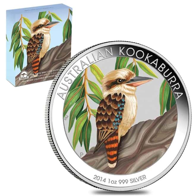2014 1 oz Colorized Silver Australian Kookaburra Perth Mint ANDA Show (w/Box & COA)