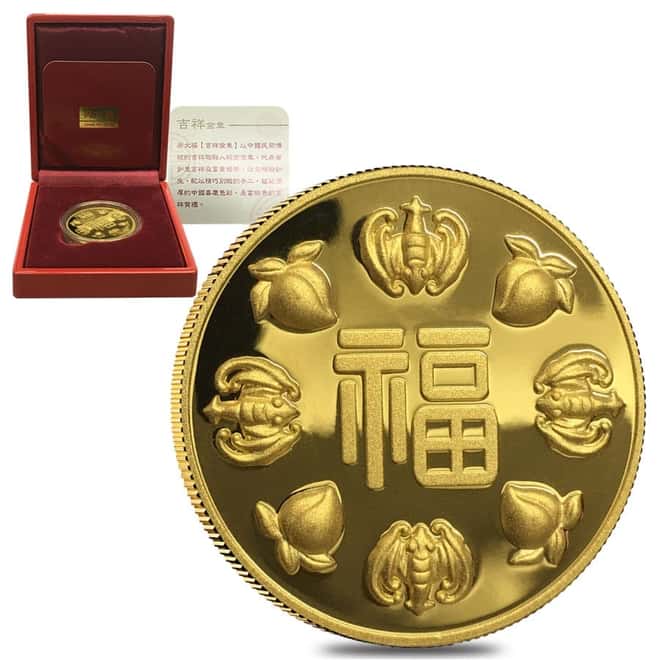 1.2057 oz Chow Tai Fook Good Luck Gold Medal .9999 Fine (w/Box & COA)