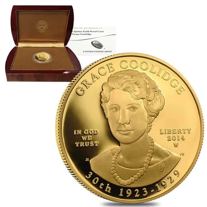 2014 W 1/2 oz $10 First Spouse - Grace Coolidge Gold Proof Coin (w/Box & COA)