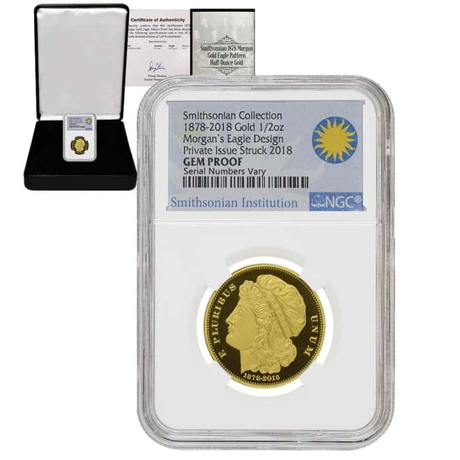 2018 1/2 oz Gold 1878 Morgan Eagle Pattern Smithsonian Collection NGC Gem Proof (w/Box & COA)
