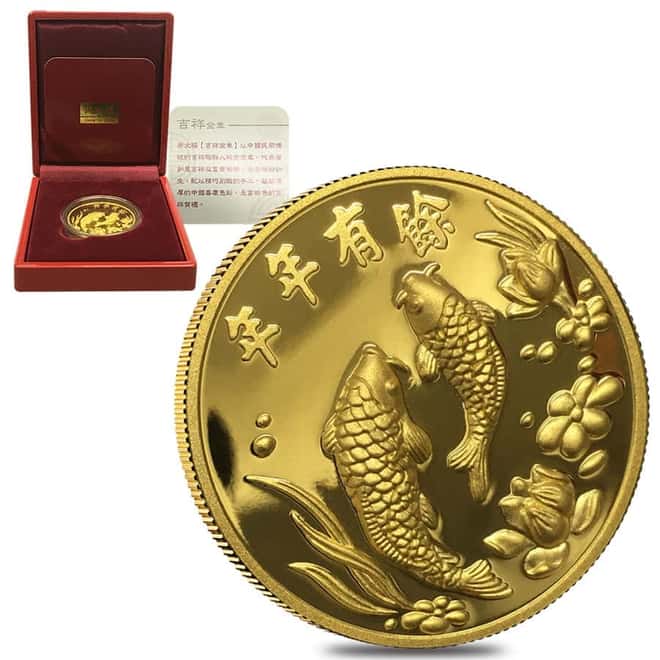 1.2057 oz Chow Tai Fook Koi Fish Gold Medal .9999 Fine (w/Box & COA)