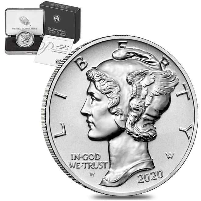 2020-W 1 oz Burnished Palladium American Eagle $25 Coin (w/Box & COA)