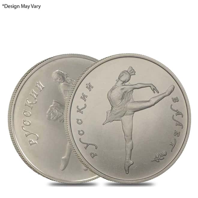 1/4 oz Russia Palladium Ballerina 5 Roubles AU/BU (Random Year)