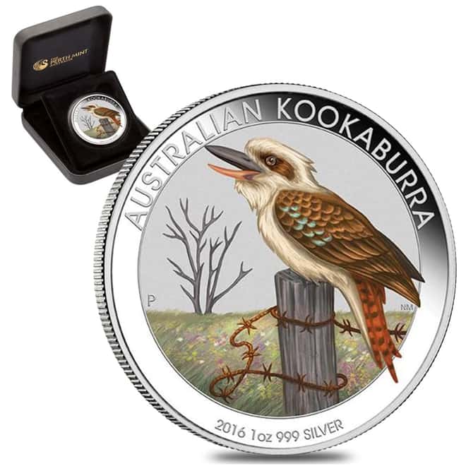 2016 1 oz Colorized Silver Australian Kookaburra Perth Mint WMF Special (w/Box & COA)