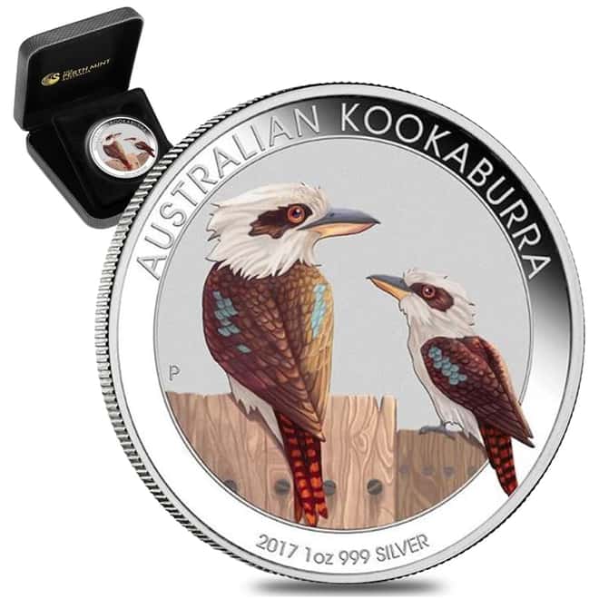2017 1 oz Colorized Silver Australian Kookaburra Perth Mint WMF Special (w/Box & COA)