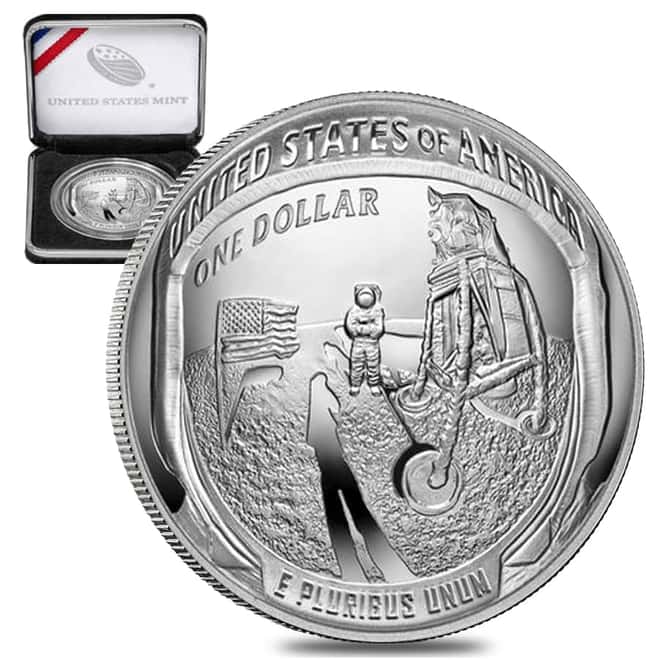 2019 P Apollo 11 50th Anniversary Proof Silver Dollar Comm. (w/Box & COA)