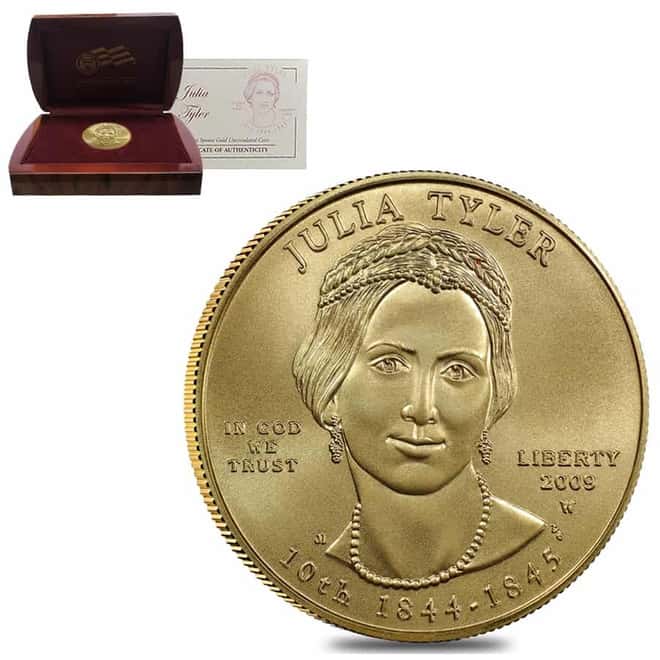 2009 W 1/2 oz $10 First Spouse - Julia Tyler Gold Coin BU (w/Box & COA)