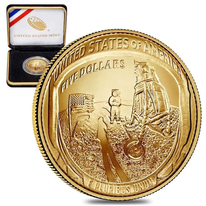2019 W Apollo 11 50th Anniversary $5 Uncirculated Gold Comm. (w/Box & COA)