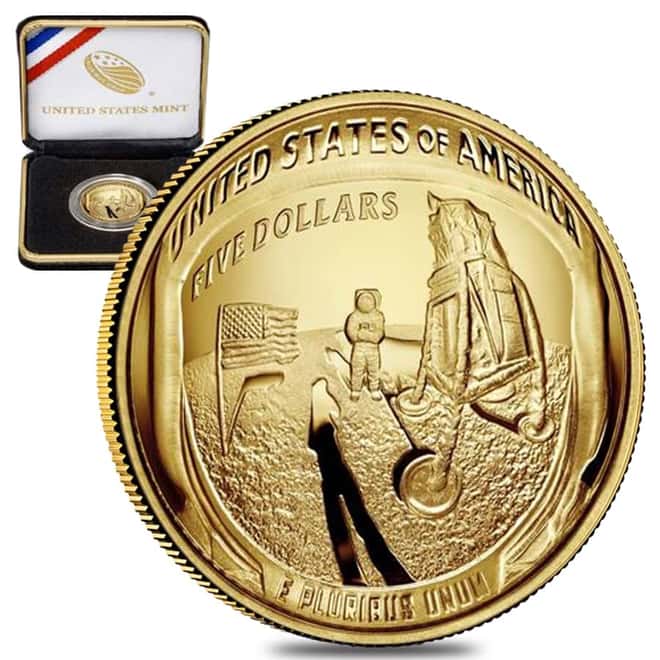 2019 W Apollo 11 50th Anniversary $5 Proof Gold Comm. (w/Box & COA)