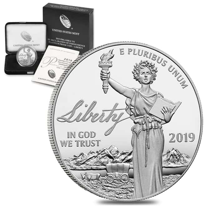 2019-W 1 oz Proof Platinum American Eagle - Liberty - Preamble to the Declaration of Independence