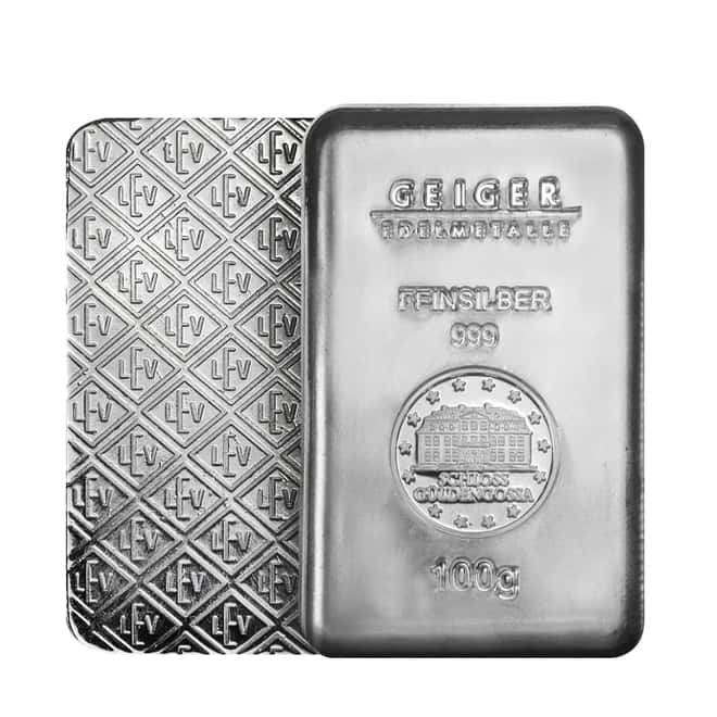 100 gram Geiger Security Line Silver Bar .999 Fine (Sealed)