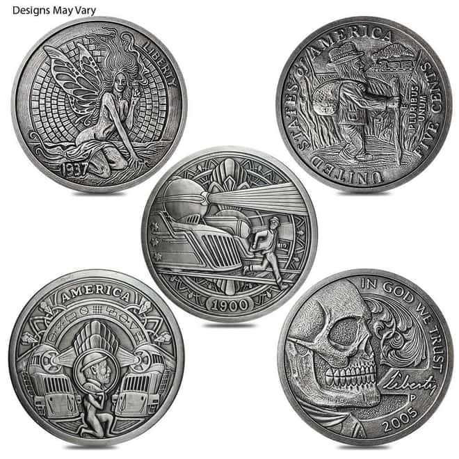5 oz Hobo Nickel Antiqued Silver Round .999 Fine (Random Design)
