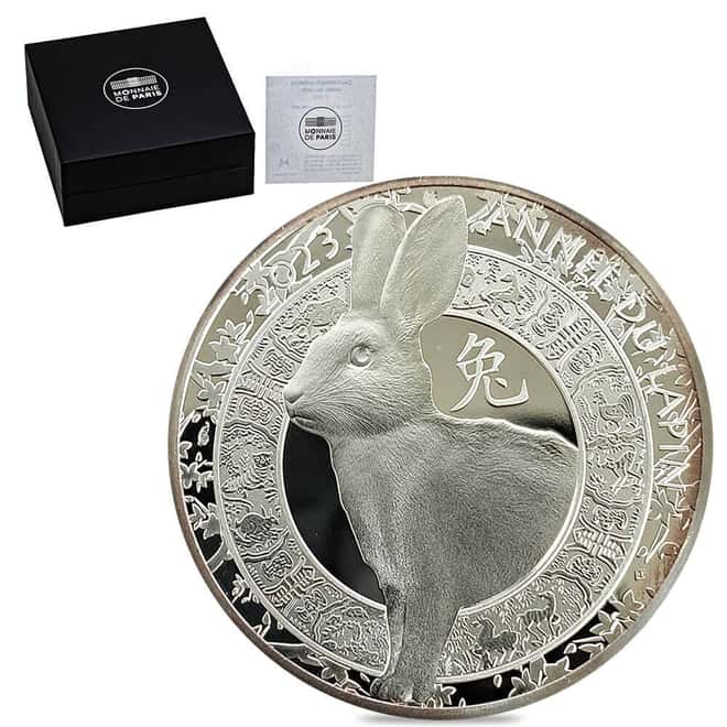 2023 France Lunar Rabbit 10 Euros Proof Silver Coin