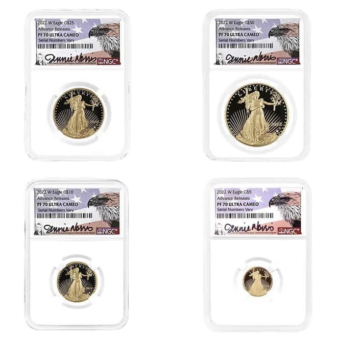 2022-W 1.85 oz Proof Gold Eagle 4-Coin Set NGC PF 70 UCAM AR (Jennie Norris)