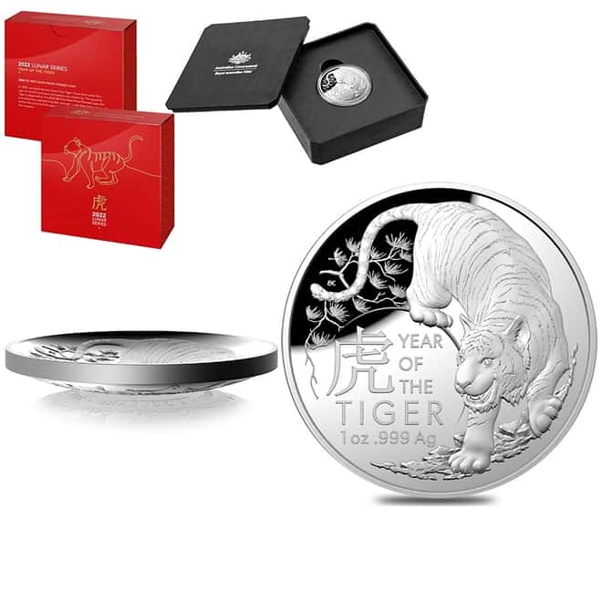 2022 1 oz Proof Silver Lunar Year of the Tiger Domed Coin Royal Australian Mint (w/Box & COA)