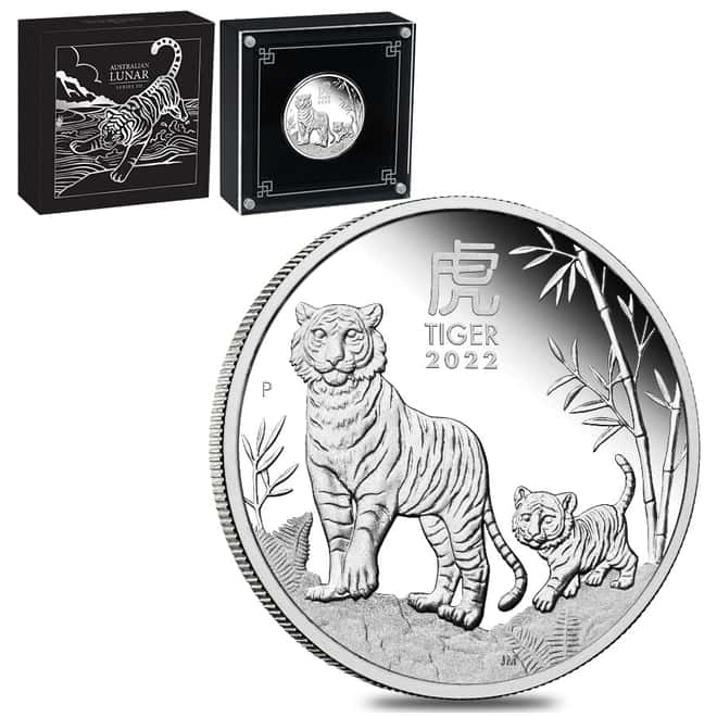 2022 1 oz Proof Silver Lunar Year of The Tiger Australian Perth Mint (w/Box & COA)