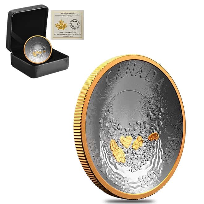 2021 Canada 30.75 gram Silver Panning for Gold Klondike Gold Rush Anniv .9999 Fine (w Box & COA) min