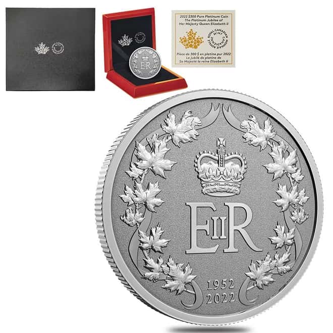 2022 Canada 1 oz Platinum Jubilee of Queen Elizabeth II Platinum Coin .9995 Fine (w/Box & COA)