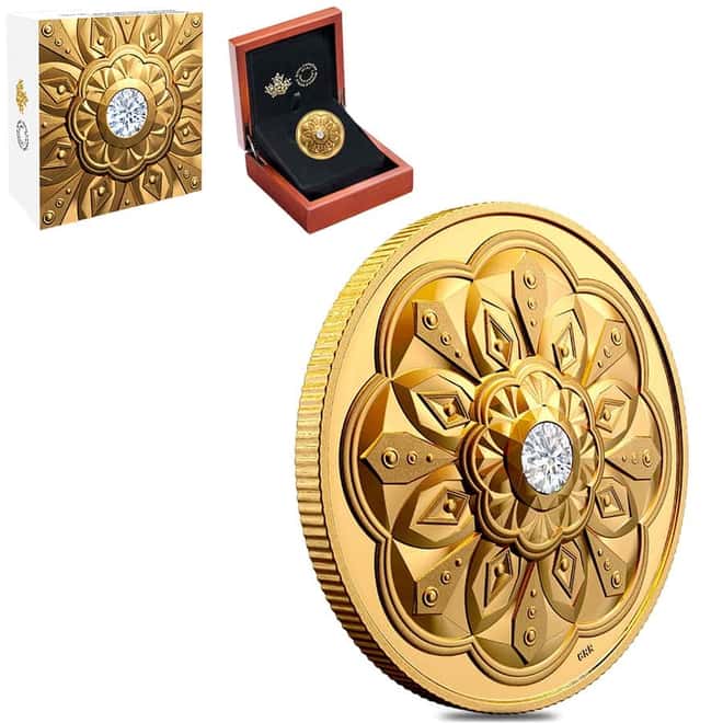 2020 Canada 1 oz Proof Gold Forevermark Black Label Round Diamond Coin .99999 Fine (w/Box & COA)