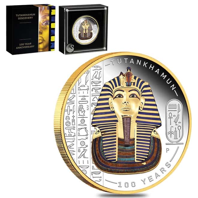 2022 Tuvalu 2 oz Proof Silver Tutankhamun Discovery Coin .9999 Fine (w/Box & COA)