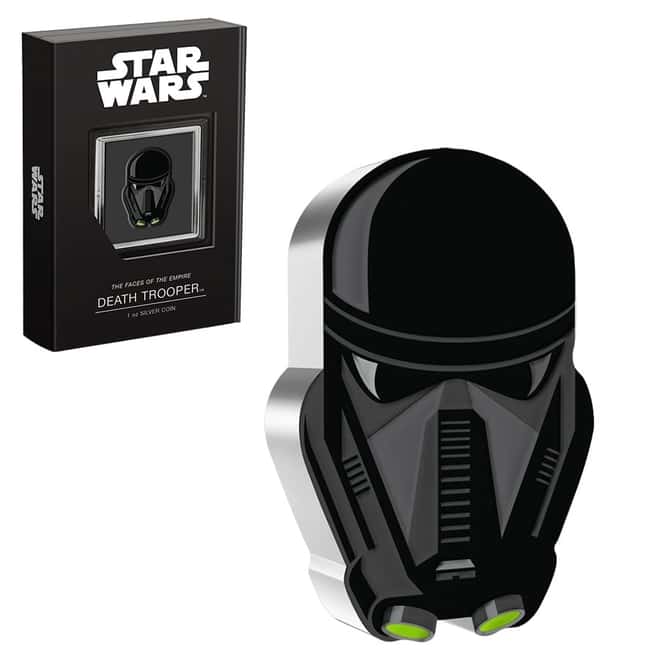 2022 Niue 1 oz Silver Death Trooper Shaped Coin - Star Wars Faces of the Empire .999 Fine (w/Box & COA)