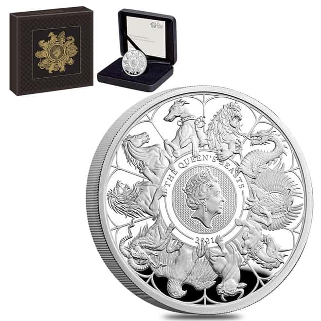 2021 Great Britain 1 oz Proof Silver Queen's Beasts Griffin of Edward Coin .999 Fine (w/Box & COA)