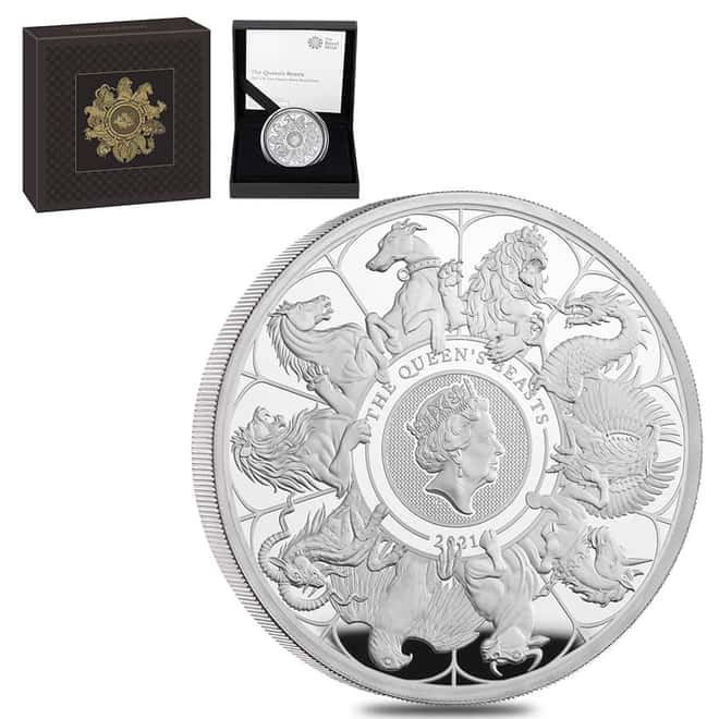 2021 Great Britain 2 oz Proof Silver Queen's Beasts Completer Coin .999 Fine (w/Box & COA)