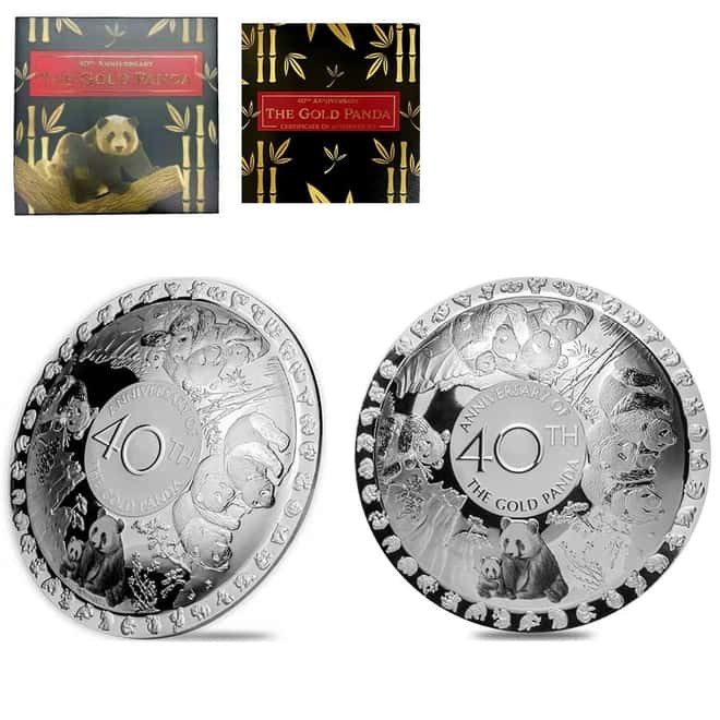 2022 50 gram Silver 40th Ann of the Gold Panda Domed Coin Solomon Islands .999 Fine (w/Box & COA)