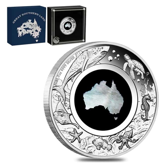 2021 1 oz Proof Silver Great Southern Land Mother of Pearl Coin Australian Perth Mint (w/Box & COA)