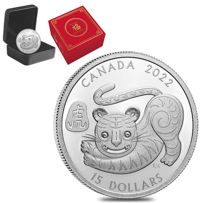 2022 Canada 1 oz Proof Silver Lunar Year of The Tiger RCM Coin .9999 Fine (w/Box & COA)